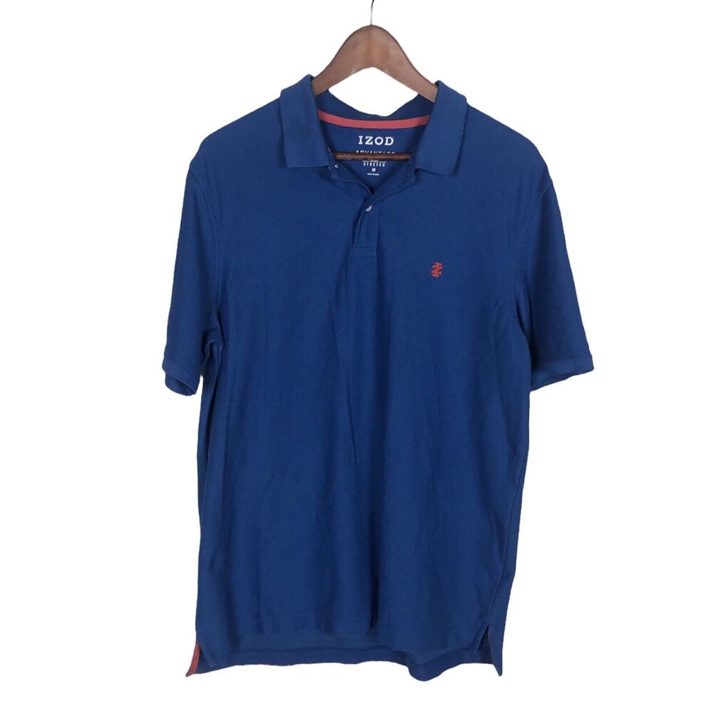 Izod Advantage Stretch Blue Short Sleeve Polo Shirt Men's Medium Performance